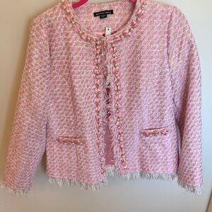 Michael Simon Pink and White Tweed Blazer